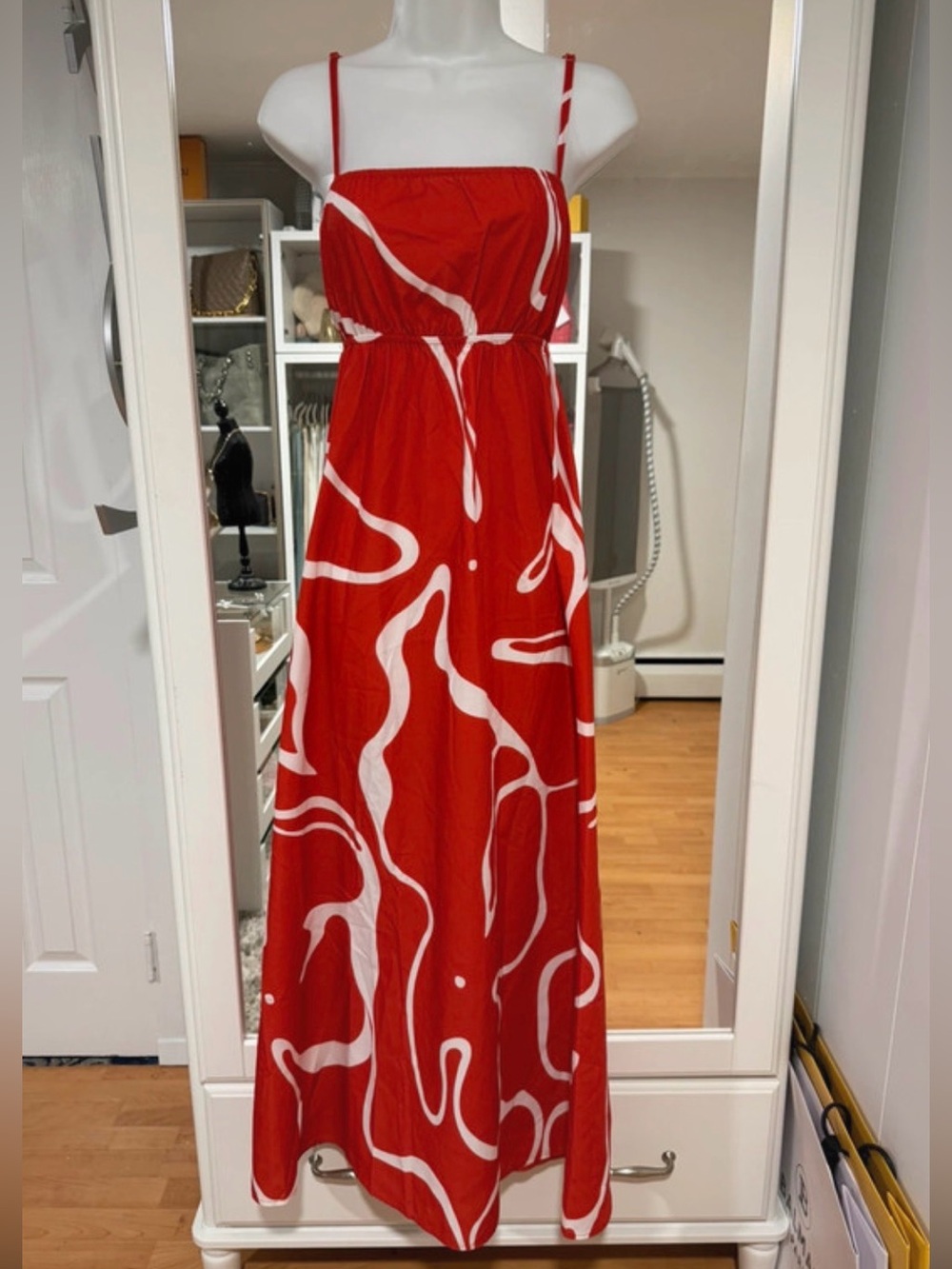 NWT Commense Red & White Maxi Dress - XS - Picture 5 of 10